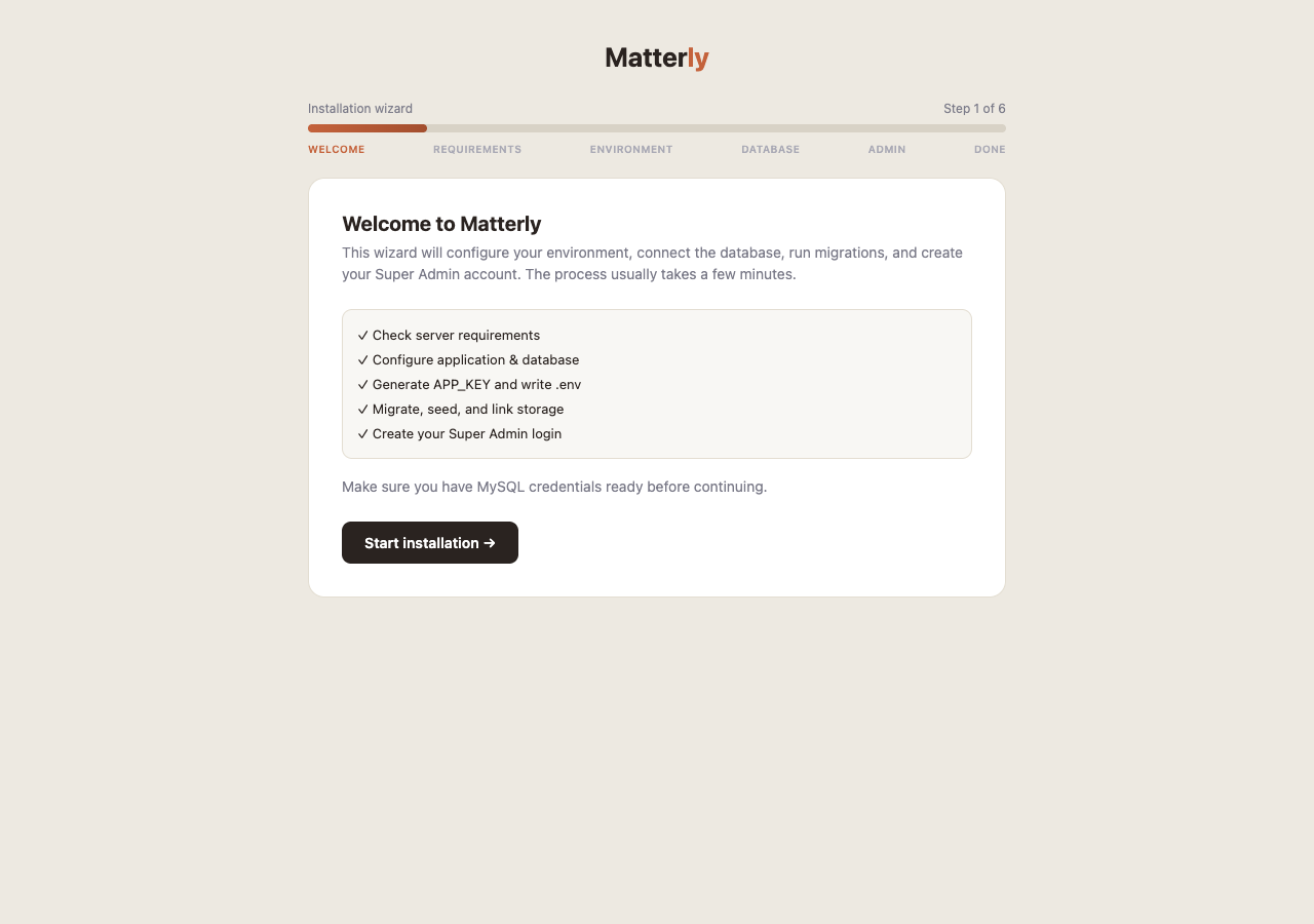 Installer: Welcome screen