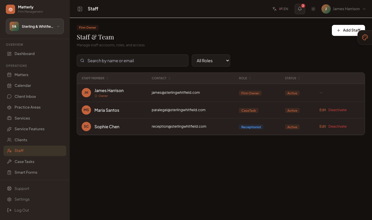Add Staff Member form